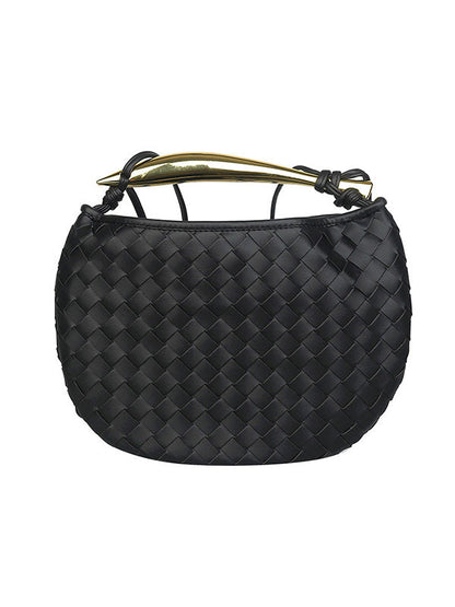 Geometric Split-Joint Woven Zipper Bags Handbags
