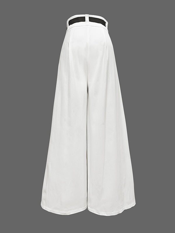 Weite, hoch taillierte Hose mit Kordelzug und Falten 