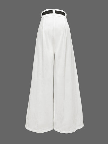 Weite, hoch taillierte Hose mit Kordelzug und Falten 