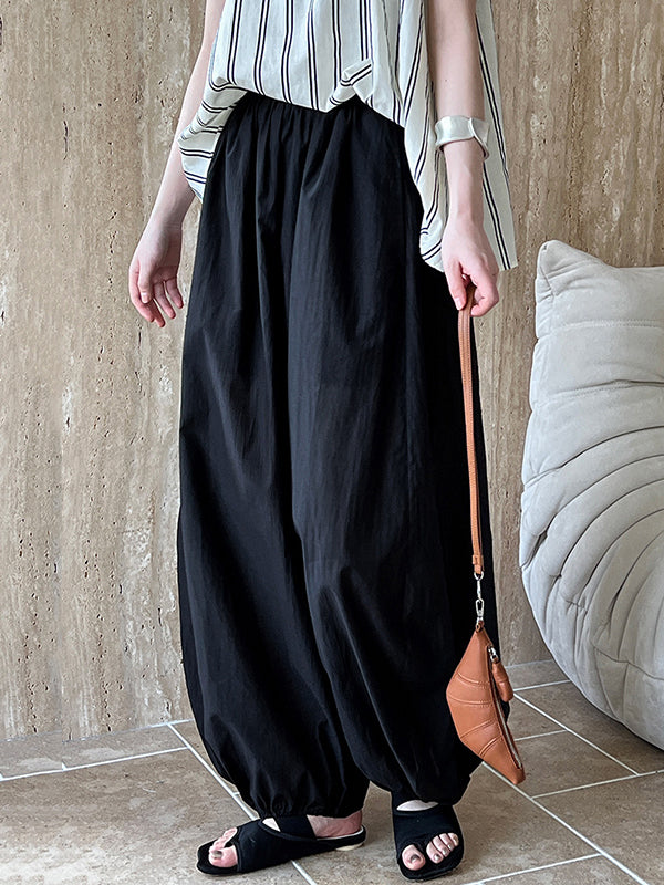 Haremshose mit hoher Taille, Elastizität, einfarbig, Hose mit geteiltem Gelenk 