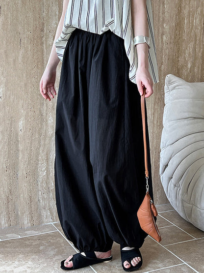 Haremshose mit hoher Taille, Elastizität, einfarbig, Hose mit geteiltem Gelenk 