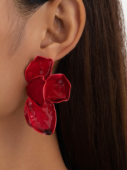 Irregularity Flower Print Earrings Accessories