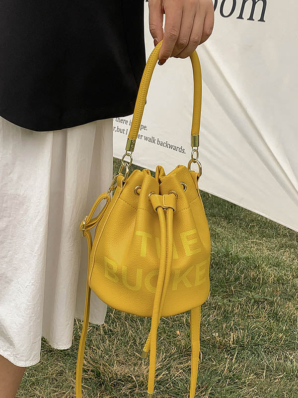 Drawstring Letter Print Crossbody Bags Handbags YELLOW One_size