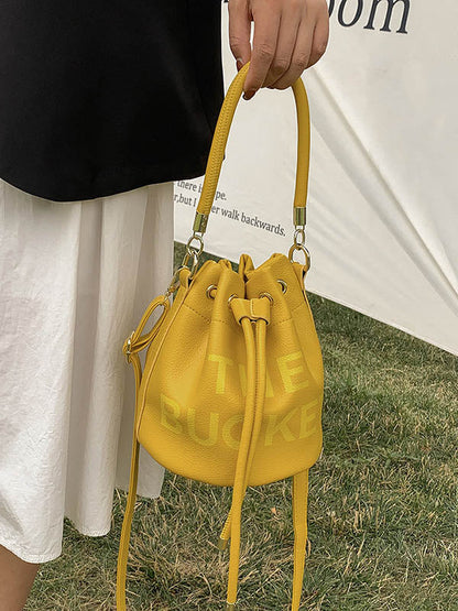Drawstring Letter Print Crossbody Bags Handbags YELLOW One_size