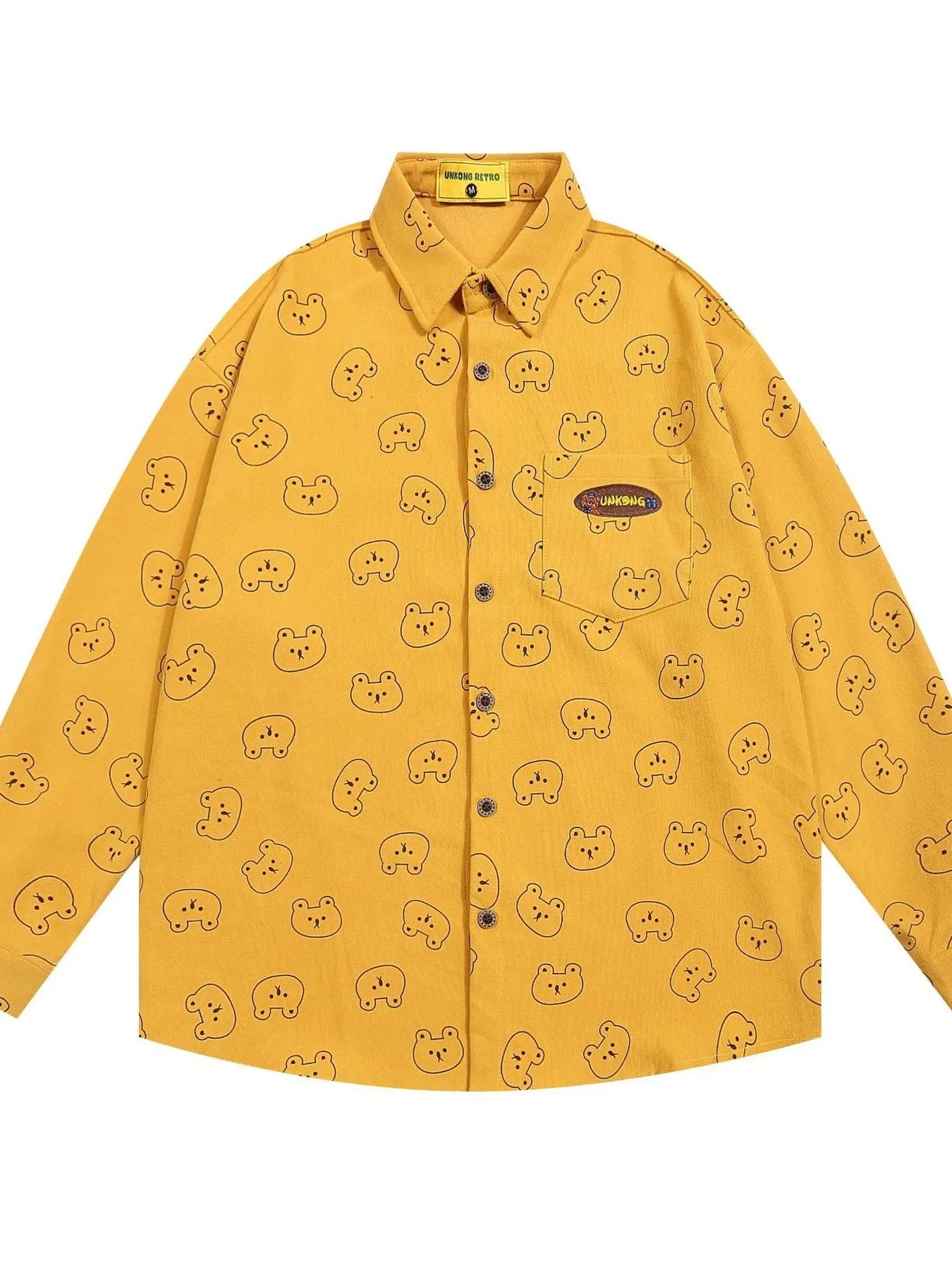 Men's Bear Printed Button-Up Shirt