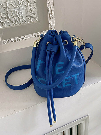 Drawstring Letter Print Crossbody Bags Handbags DEEP BLUE One_size