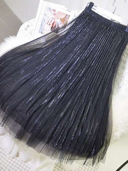 Jupes plissées urbaines en maille à taille élastique et coupe trapèze 