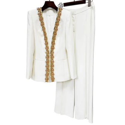 JEKA Gold Applique Bodycon Suit