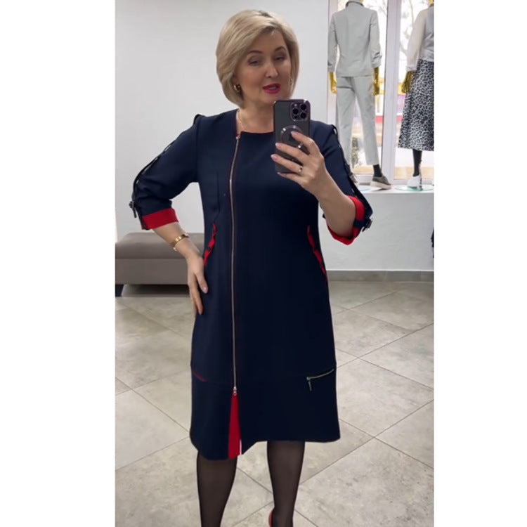 Side zip crew neck long dress