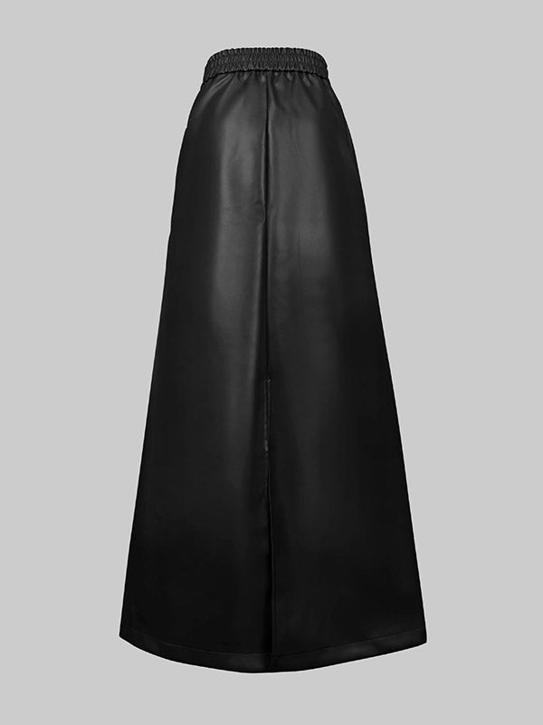 A-Line Loose Belted Solid Color Skirts Bottoms