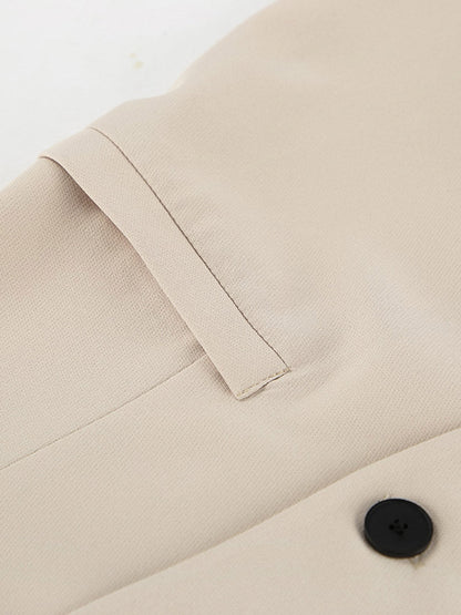 Cropped Sleeveless Buttoned Pockets Solid Color V-Neck Pants Two Pieces Set Vest Top