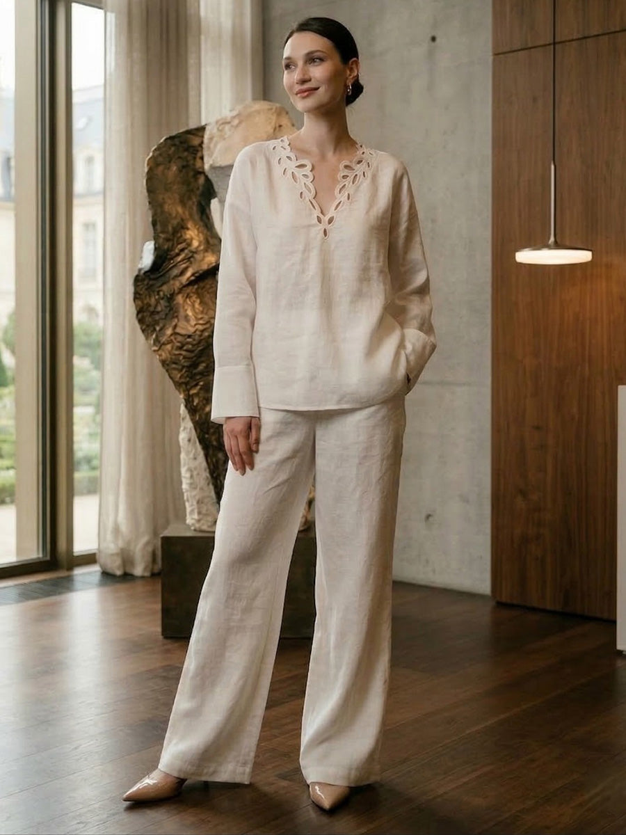 High Waisted Elasticity Pockets Solid Color Tied Waist Pants Trousers