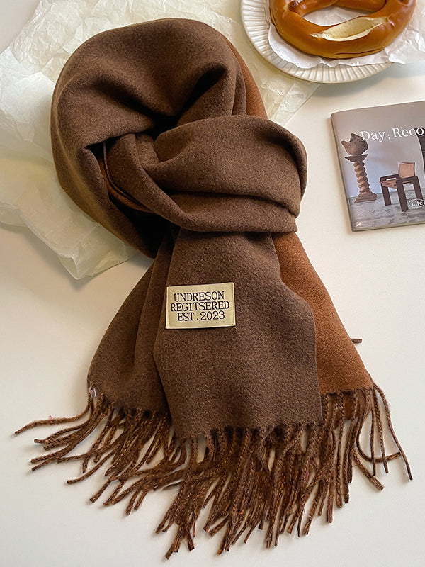 Keep Warm Tasseled Shawl&Scarf CARAMEL One_size