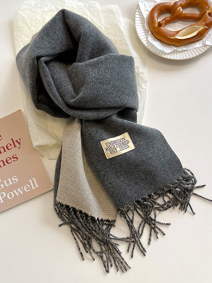 Keep Warm Tasseled Shawl&Scarf DEEP GRAY One_size