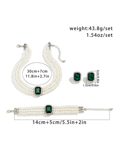 Geometric Layered Rhine Stones Bracelet Accessories + Necklaces Accessories + Earrings Accessories