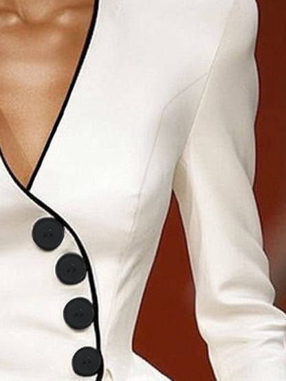 Long Sleeves Buttoned Deep V-Neck Jackets Outerwear