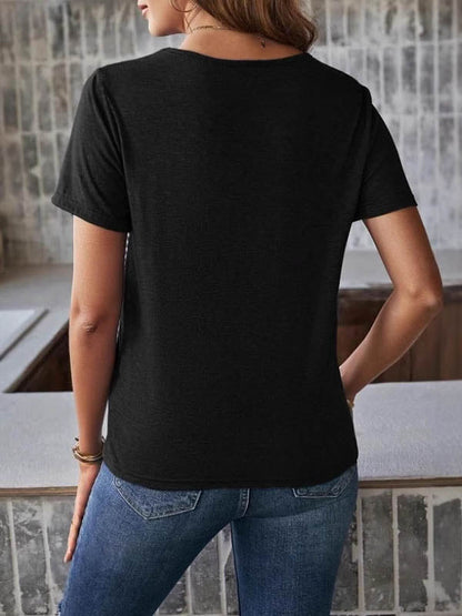 Loose Short Sleeves Split-Joint Striped Round-Neck T-Shirts Tops