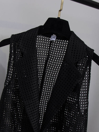 Original Simple Casual Solid Color Hollow Vest Outwear
