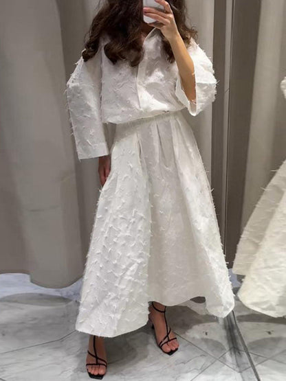 A-Line High Waisted Elasticity Pleated Solid Color Split-Joint Skirts