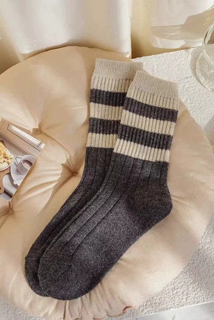 Chunky Cozy Striped Crew Socks