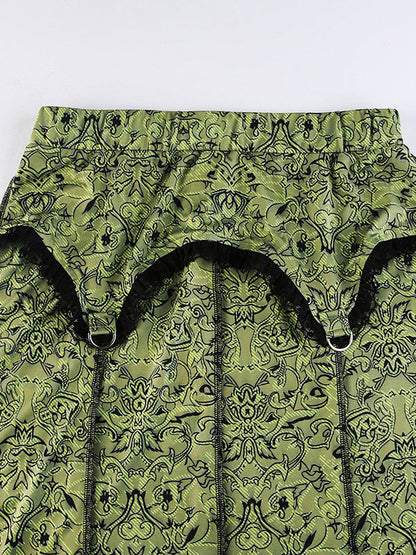 High Waisted Mermaid Elasticity Floral Printed Split-Joint Skirts
