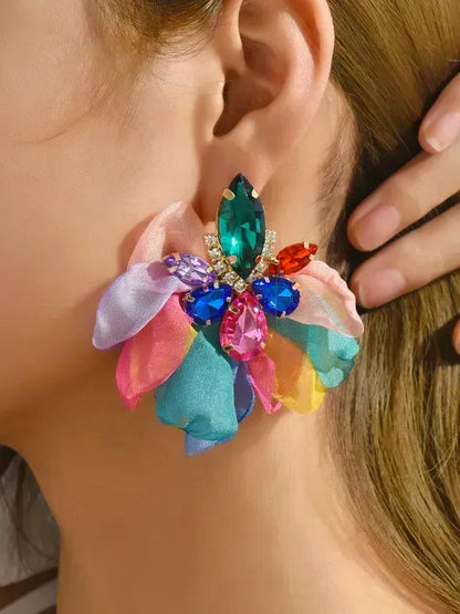 Flower Shape Drop Earrings COLORFUL One_size