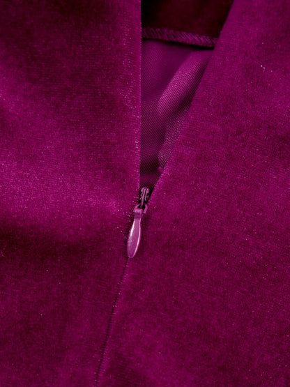 Wrap Solid Color Zipper Stand Collar Mini Dresses