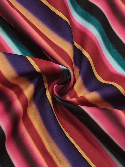 Long Sleeves Loose Split-Joint Striped Lapel Maxi Dresses Shirt Dress