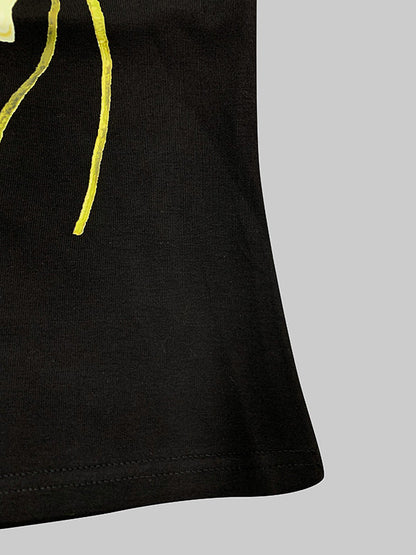 Short Sleeves Skinny Floral Printed Split-Joint Round-Neck T-Shirts