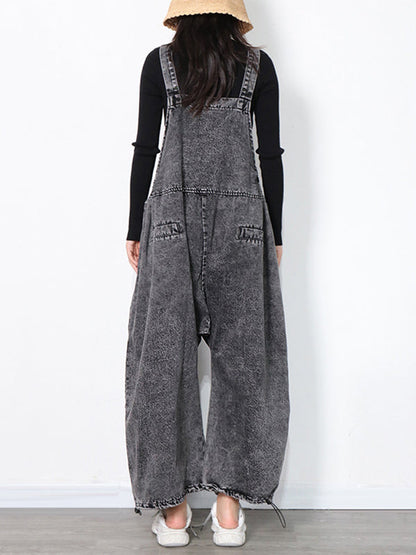 Original Cool Denim Split-Joint Square-Neck Overalls