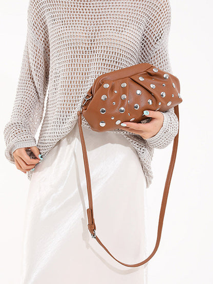 Pleated Rivet Split-Joint Mini Bags Shoulder Bags