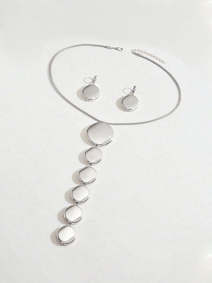 Geometric Two Pieces Set Necklaces Accessories Earrings Accessories