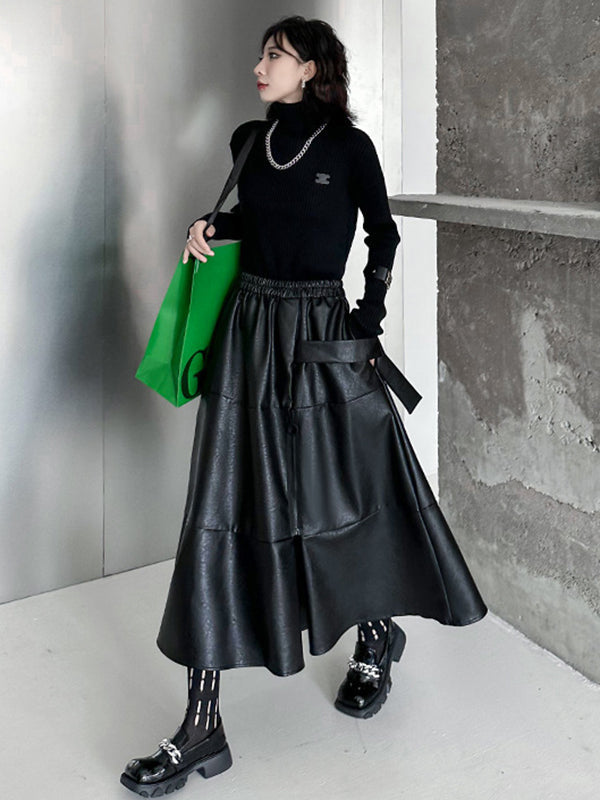 A-Line Hipster Solid Color Split-Joint Zipper Skirts Bottoms