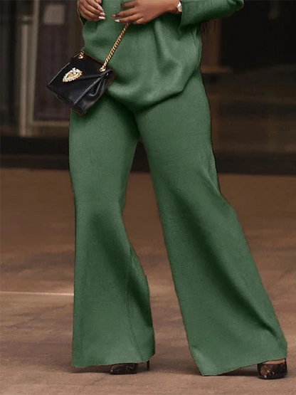 Wide Leg Solid Color Casual Pants Bottoms Trousers