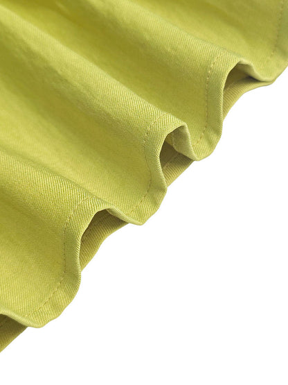 Zipper Solid Color Pockets Pleated Sleeveless A-Line Round-Neck Mini Dresses