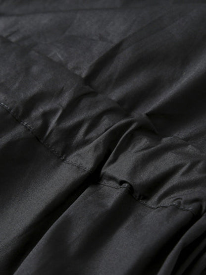 Loose Short Sleeves Contrast Color Drawstring Printed Tied Waist Lapel Midi Dresses Shirt Dress