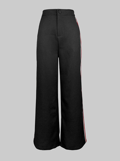 High Waisted Loose Contrast Color Printed Pants Trousers