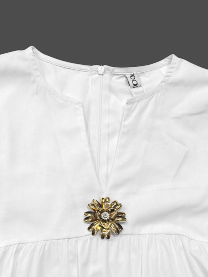 Loose Short Sleeves Solid Color Deep V-Neck Midi Dresses Shirt Dress