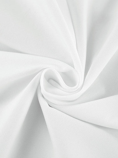 Long Sleeves Loose Pleated Solid Color Split-Joint Tied Waist V-Neck Mini Dresses Shirt Dress