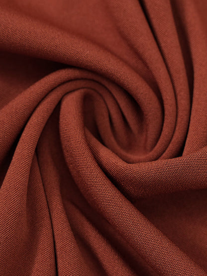 A-Line Long Sleeves Gauze Pleated Split-Joint V-Neck Midi Dresses