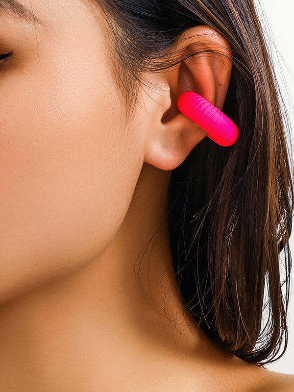 Geometric Solid Color Ear Clip FUCHSIA One_size