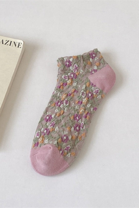 3-Pair Vintage Floral Ankle Socks