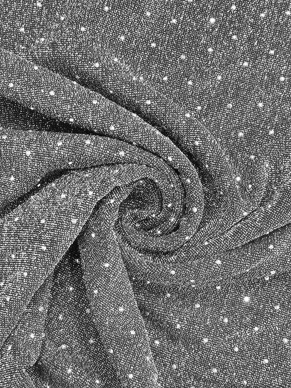 Half Sleeves Loose Pleated Rhinestone Shiny Deep V-Neck Maxi Dresses