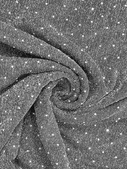 Half Sleeves Loose Pleated Rhinestone Shiny Deep V-Neck Maxi Dresses