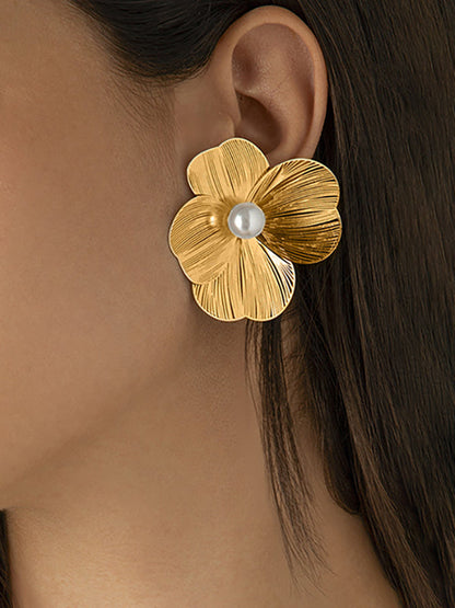 Flower Shape Earrings Accessories GOLD One_size