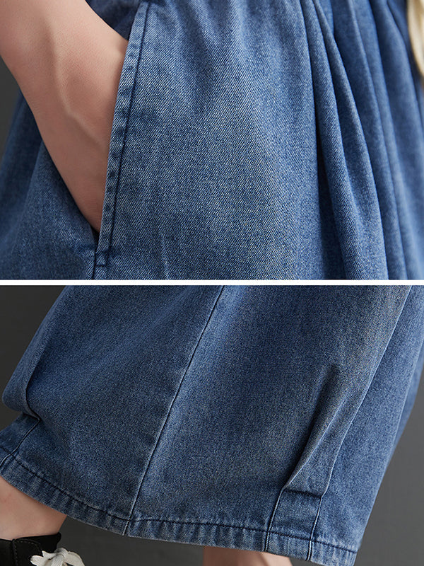 Casual Loose Drawstring Wide Legs Jean Pants