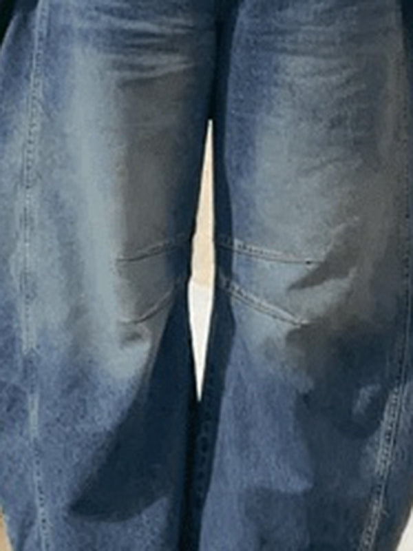 Pantalon sarouel plissé à fentes en jean 