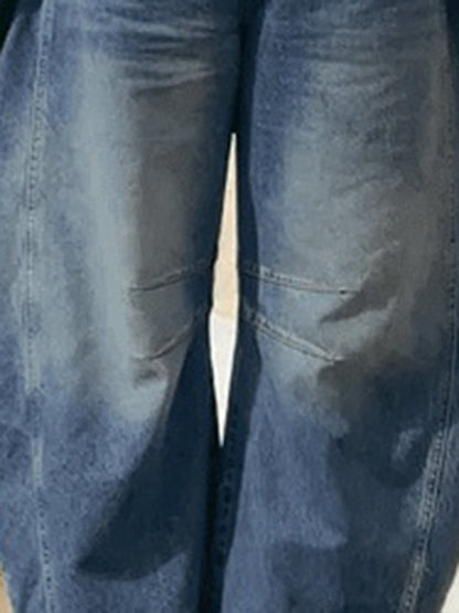 Pantalon sarouel plissé à fentes en jean 