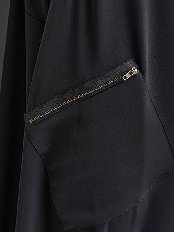 Loose Oversize Solid Color Zipper Jumpsuits Bottoms