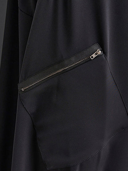 Loose Oversize Solid Color Zipper Jumpsuits Bottoms